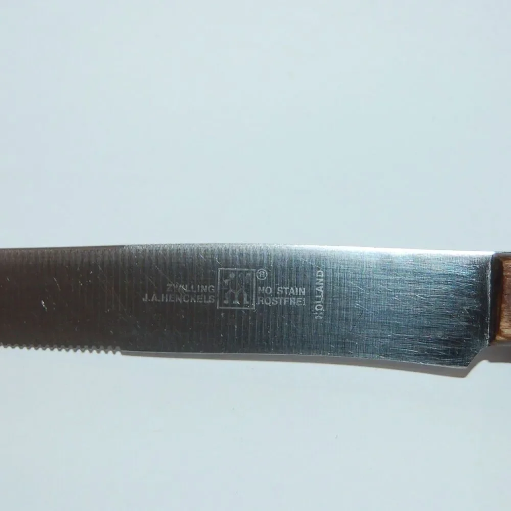J A HENCKELS STEAK KNIFE HOLLAND WOOD HANDLE 4.75